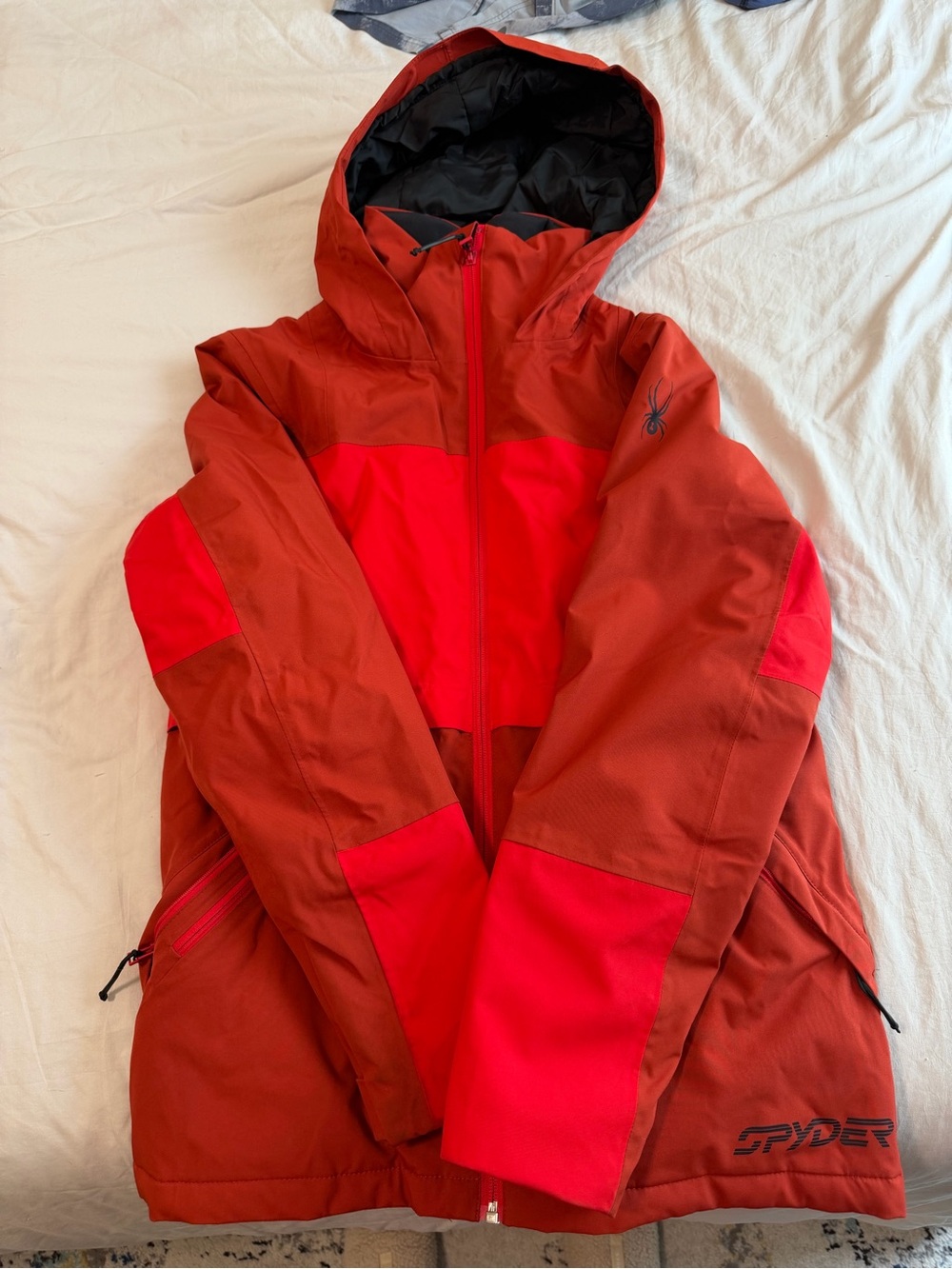 Spyder Woman’s Two-Tone Red & Brick Ski Jacket with Hood